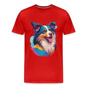 Berger Australien Chien Chien Ami Pet - T-shirt bio Premium Homme - rouge - Devant - Damien (186cm)