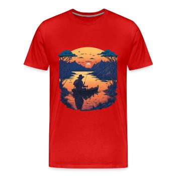 Hobby Angler Freiheit Fische und Angeln Design - Männer Premium Bio T-Shirt - Rot - Vorne - Damien (186cm)