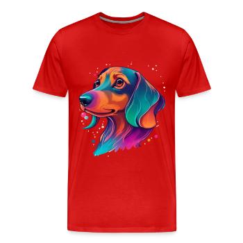 Teckel, chien, fidèle compagnon et amour pour animaux de compagnie - T-shirt bio Premium Homme - rouge - Devant - Damien (186cm)