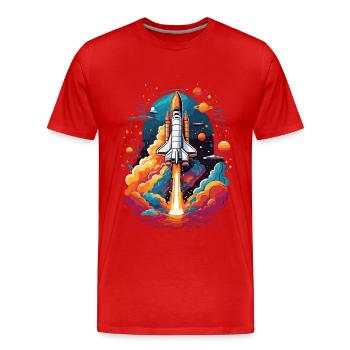 Space Shuttle Astronaut Raketen Weltraum Abenteuer - Männer Premium Bio T-Shirt - Rot - Vorne - Damien (186cm)