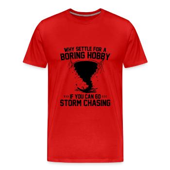 Sturmjäger Shirts | Unwetter Sturm Blitz Geschenke - Männer Premium Bio T-Shirt - Rot - Vorne - Damien (186cm)
