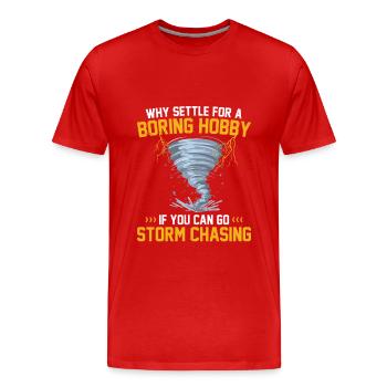 Sturmjäger Shirts | Unwetter Sturm Blitz Geschenke - Männer Premium Bio T-Shirt - Rot - Vorne - Damien (186cm)