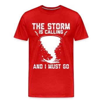 Sturmjäger Shirts | Unwetter Sturm Blitz Geschenke - Männer Premium Bio T-Shirt - Rot - Vorne - Damien (186cm)
