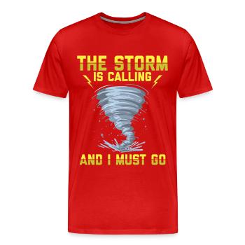 Sturmjäger Shirts | Unwetter Sturm Blitz Geschenke - Männer Premium Bio T-Shirt - Rot - Vorne - Damien (186cm)
