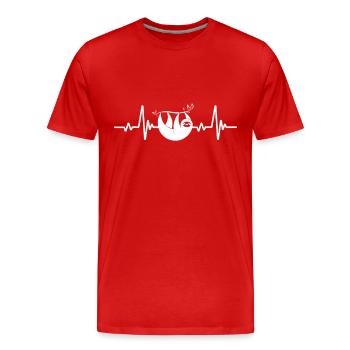 Battement de cœur Paresseux Battement de cœur ECG Paresseux - T-shirt bio Premium Homme - rouge - Devant - Damien (186cm)