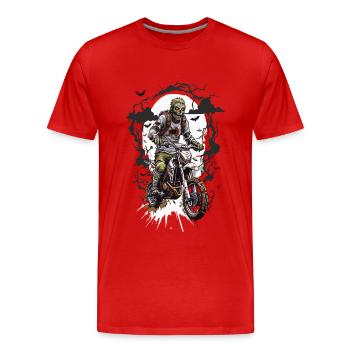 Zombie Motocross Spooky Night Biker Design - Men's Premium Organic T-Shirt - red - Front - Damien (186cm)