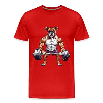 Muscle Boxer Chien Athlétique Fitness Design - T-shirt bio Premium Homme - rouge - Devant - Damien (186cm)