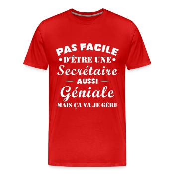 Secrétaire géniale cadeau drôle secrétaire - T-shirt bio Premium Homme - rouge - Devant - Damien (186cm)