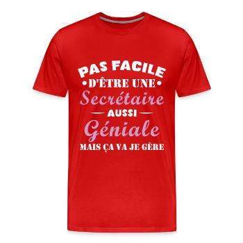 Secrétaire géniale cadeau drôle secrétaire - T-shirt bio Premium Homme - rouge - Devant - Damien (186cm)
