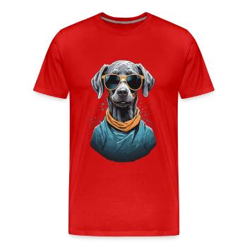 Ästhetischer Weimaraner Hund Streetwear - Männer Premium Bio T-Shirt - Rot - Vorne - Damien (186cm)