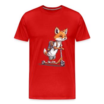 Adventure Fox Premier jour d’école Scooter Design - T-shirt bio Premium Homme - rouge - Devant - Damien (186cm)