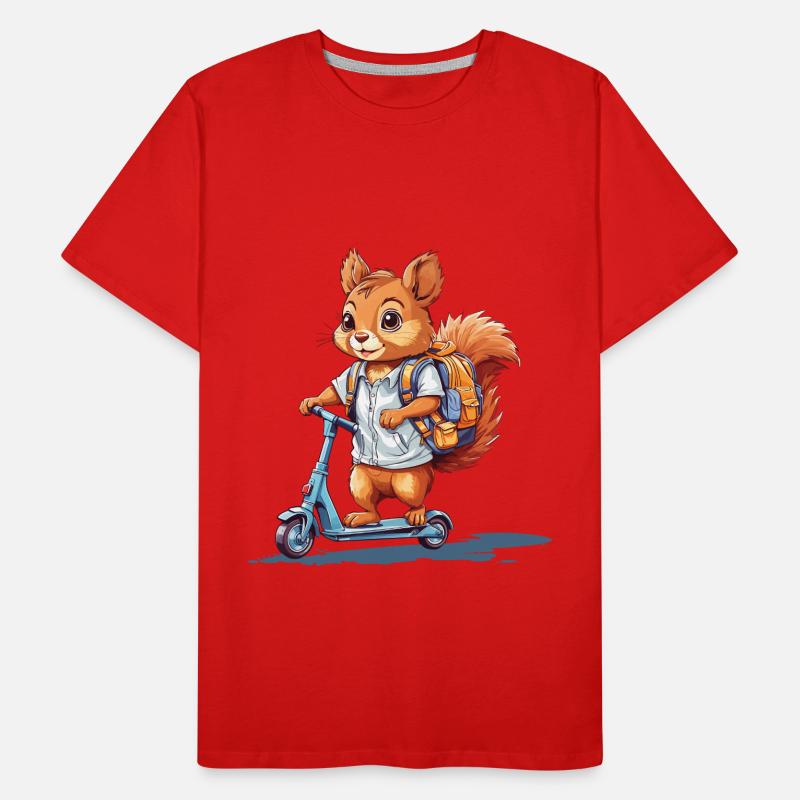 Fröhliches Eichhörnchen Schulstart Roller Design Männer Premium Bio T-Shirt