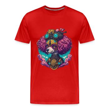 Steampunk Pudel Hund Viktorianischer Hunde Stil - Männer Premium Bio T-Shirt - Rot - Vorne - Damien (186cm)