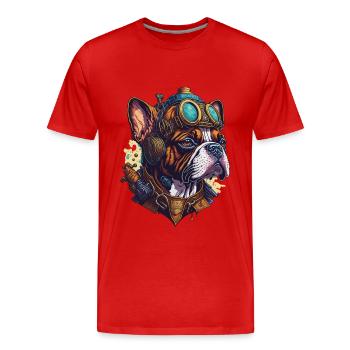 Vintage Steampunk Boxer Hund Maschinen Design - Männer Premium Bio T-Shirt - Rot - Vorne - Damien (186cm)
