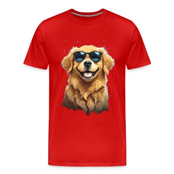Golden Retriever Coolness und Stil Sonnenbrille - Männer Premium Bio T-Shirt - Rot - Vorne - Damien (186cm)