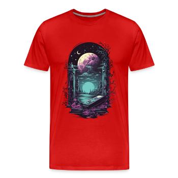 Gothique Vaporwave mysticisme obscurité oeuvre - T-shirt bio Premium Homme - rouge - Devant - Damien (186cm)