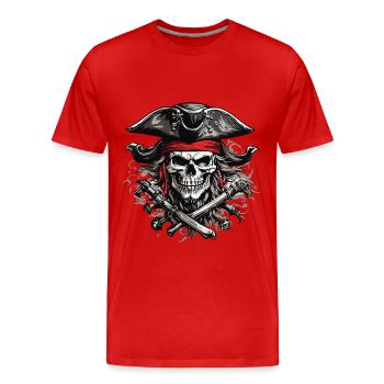 Jolly Roger Pirate Skull Party Halloween Design - T-shirt bio Premium Homme - rouge - Devant - Damien (186cm)