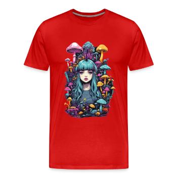 Psychedelische Party Goa Pilz Festival Kunst - Männer Premium Bio T-Shirt - Rot - Vorne - Damien (186cm)