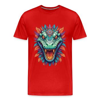 Krokodil Mandala Tiergeist Traumfänger Design - Männer Premium Bio T-Shirt - Rot - Vorne - Damien (186cm)