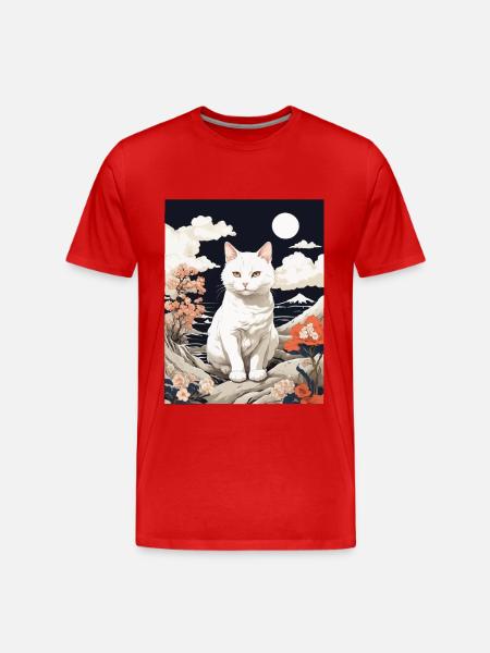 Asian Cat Cute Pet Love - Men's Premium Organic T-Shirt - red