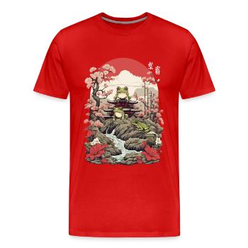 Frog Streetwear Aesthetic Vintage Design - Men's Premium Organic T-Shirt - red - Front - Damien (186cm)