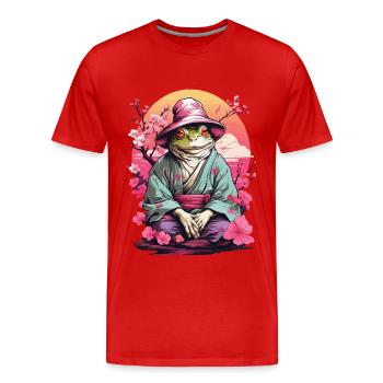 Vaporwave Aesthetic Vintage Frog Streetwear - Men's Premium Organic T-Shirt - red - Front - Damien (186cm)