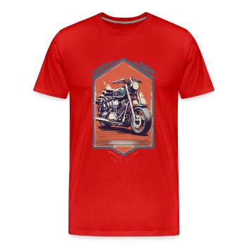 Moto Biker Streetwear Rétro Vintage Esthétique - T-shirt bio Premium Homme - rouge - Devant - Damien (186cm)