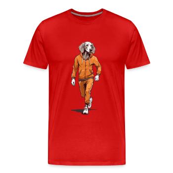 Braque de Weimar Jogging Motif - T-shirt bio Premium Homme - rouge - Devant - Damien (186cm)