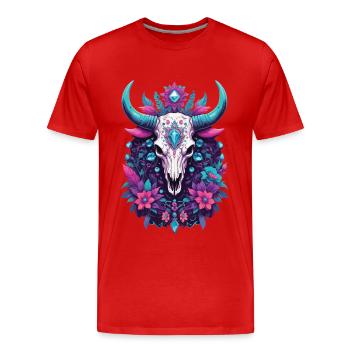 Skull Spiritual Mandala Animal Dream Catcher - Men's Premium Organic T-Shirt - red - Front - Damien (186cm)