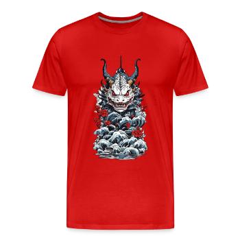 Monstre marin Démon japonais Yokai Style - T-shirt bio Premium Homme - rouge - Devant - Damien (186cm)