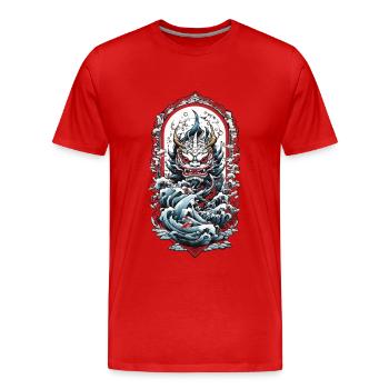 Esthétique du monstre marin Yokai Démon japonais - T-shirt bio Premium Homme - rouge - Devant - Damien (186cm)