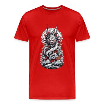 Monstre marin Esthétique Yokai Oni japonais - T-shirt bio Premium Homme - rouge - Devant - Damien (186cm)