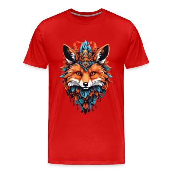 Fox Spiritual Mandala Dream Catcher Design - Men's Premium Organic T-Shirt - red - Front - Damien (186cm)