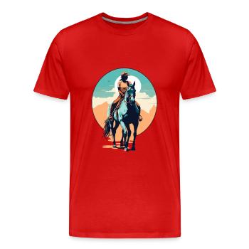 Aesthetic Horses Iconic Design Riders - Men's Premium Organic T-Shirt - red - Front - Damien (186cm)