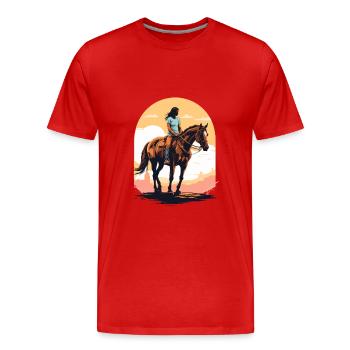 Design esthétique de cavalier de cheval - T-shirt bio Premium Homme - rouge - Devant - Damien (186cm)