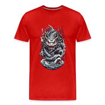 Monstre marin Démon japonais Yokai Streetwear - T-shirt bio Premium Homme - rouge - Devant - Damien (186cm)
