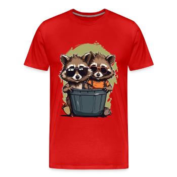 Amis drôles, Poubelles, Résidents, Streetwear - T-shirt bio Premium Homme - rouge - Devant - Damien (186cm)