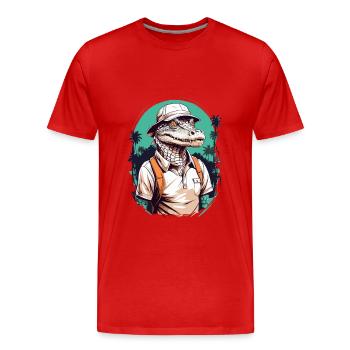 Golfer Krokodil Golfspieler Design Streetwear - Männer Premium Bio T-Shirt - Rot - Vorne - Damien (186cm)