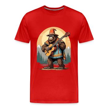 Bigfoot Mexikanischer Mariachi Gitarren Fiesta - Männer Premium Bio T-Shirt - Rot - Vorne - Damien (186cm)