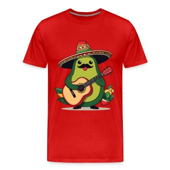 Avocado Mexikanischer Mariachi Gitarrenspieler - Männer Premium Bio T-Shirt - Rot - Vorne - Damien (186cm)