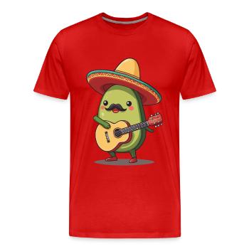 Avocado Mexikanischer Mariachi Gitarren Fiesta - Männer Premium Bio T-Shirt - Rot - Vorne - Damien (186cm)