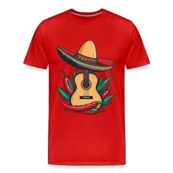 ikoniChili Mariachi Gitarrenspieler Fiesta Mexiko - Männer Premium Bio T-Shirt - Rot - Vorne - Damien (186cm)
