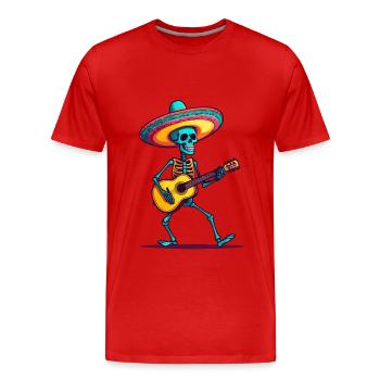 Mexikanischer Mariachi Skelett Gitarrist - Männer Premium Bio T-Shirt - Rot - Vorne - Damien (186cm)