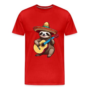 Faultier Mexikanischer Mariachi Gitarrenzauber - Männer Premium Bio T-Shirt - Rot - Vorne - Damien (186cm)
