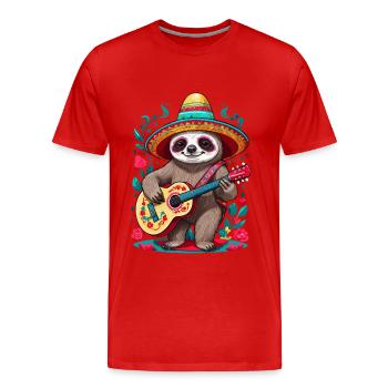 Faultier Mariachi Mexiko Musik Fiesta - Männer Premium Bio T-Shirt - Rot - Vorne - Damien (186cm)