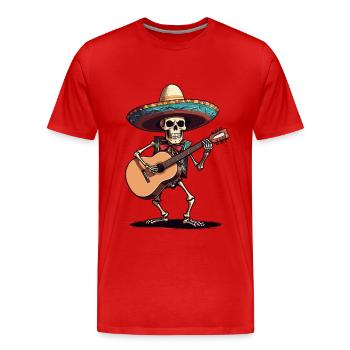 Mexikanischer Mariachi Skelett Gitarrist - Männer Premium Bio T-Shirt - Rot - Vorne - Damien (186cm)