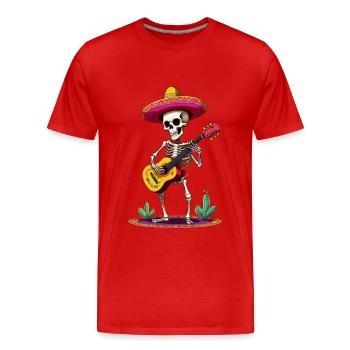 Mexikanischer Mariachi Skelett Gitarrenspieler - Männer Premium Bio T-Shirt - Rot - Vorne - Damien (186cm)