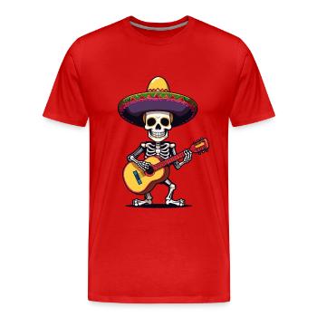 Mexikanischer Mariachi Skelett Gitarrenspieler - Männer Premium Bio T-Shirt - Rot - Vorne - Damien (186cm)