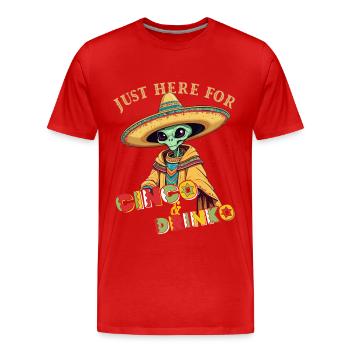 Lustiger Fiesta Alien Mexikanischer Feiertag - Männer Premium Bio T-Shirt - Rot - Vorne - Damien (186cm)
