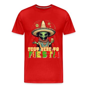 Drôle de dicton de Fiesta pour faire la fête ici - T-shirt bio Premium Homme - rouge - Devant - Damien (186cm)